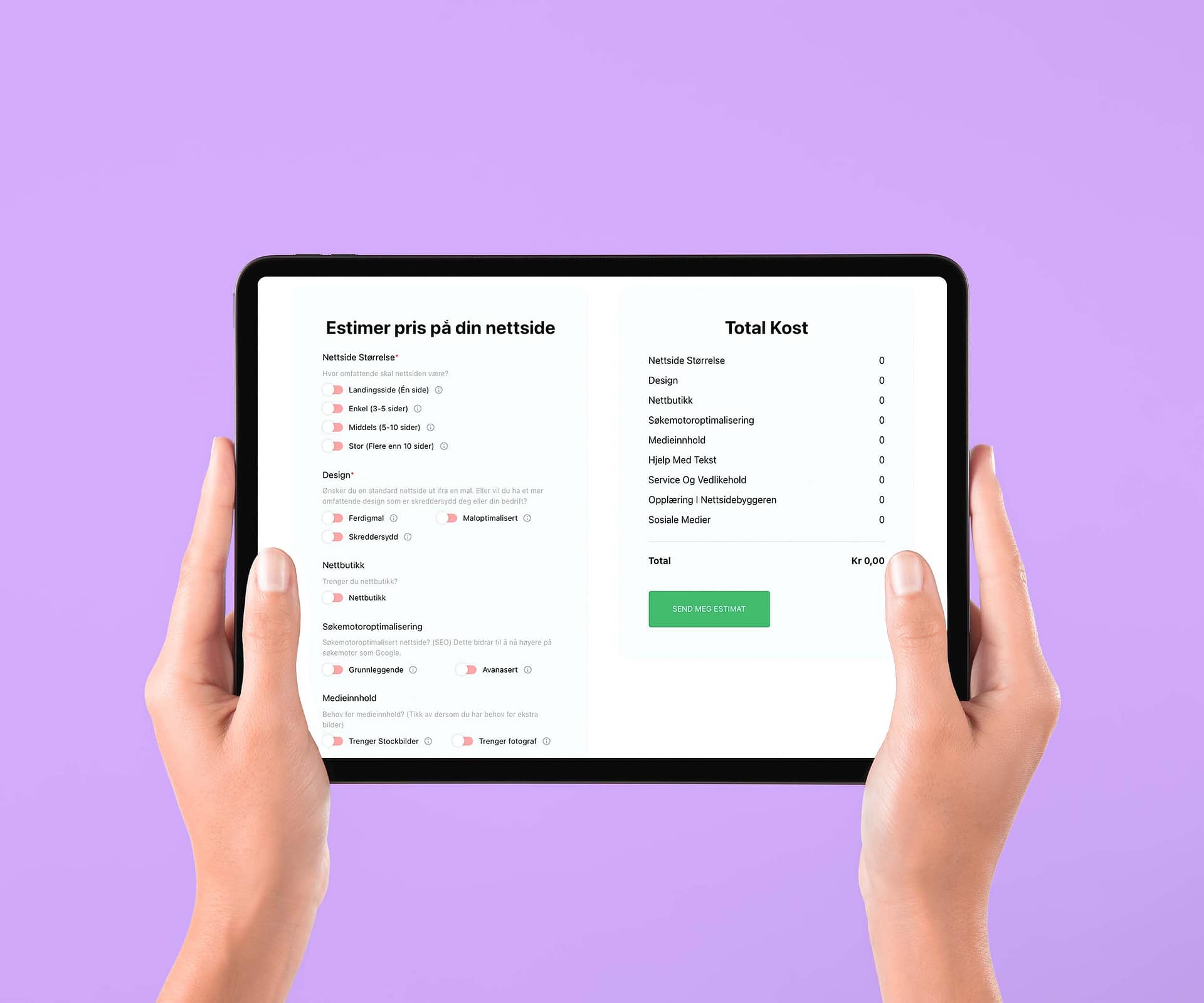 Prisestimat Nettside